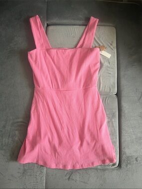 Victoria’s Secret PINK Hot Pink Ribbed Square-Neck Mini Dress- size medium, NWT